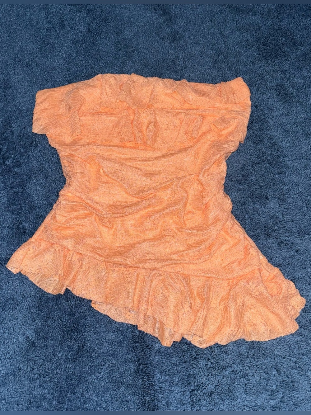 Electric Family Orange Off-Shoulder Ruffle Tunic Top